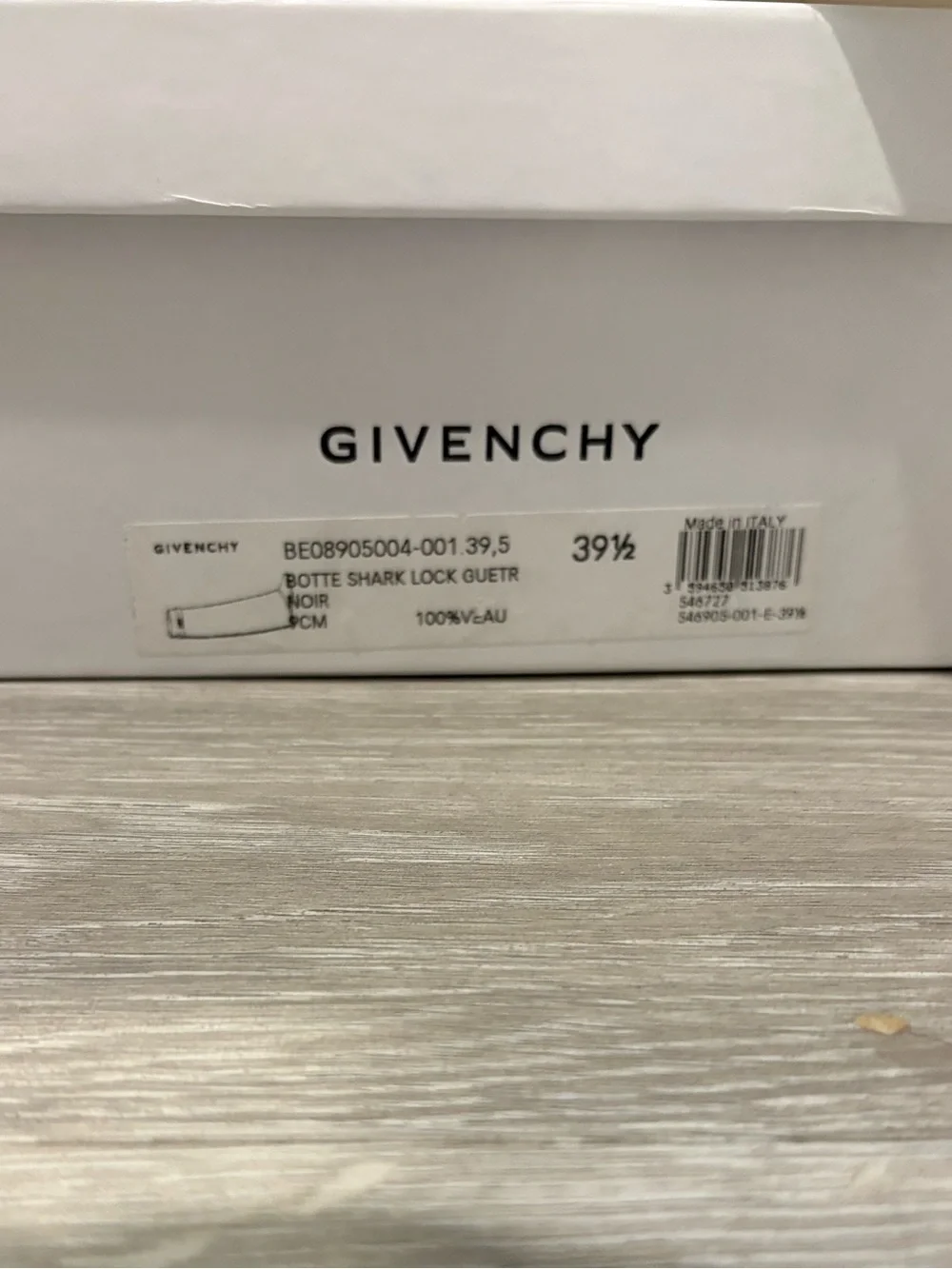 NWT Givenchy Shark Lock Black Leather Knee High Wedge Boots Size 39 1/2